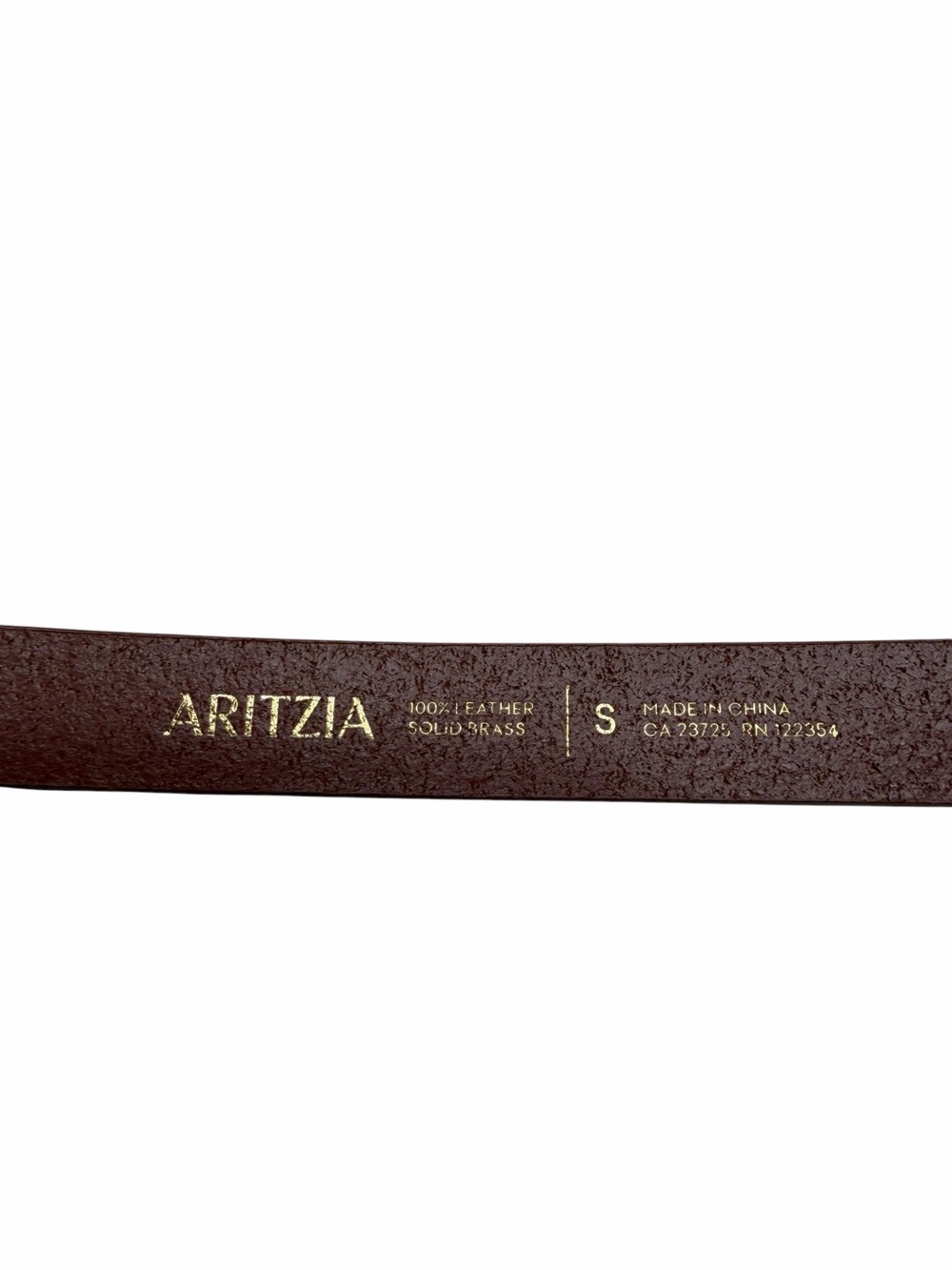 ARITZIA Chocolate Brown Leather Belt with Gold Buckle Skinny Women's Size Small - Picture 6 of 6